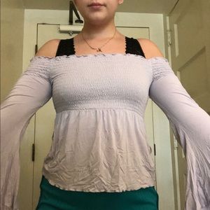 Pale lilac bell-sleeve top